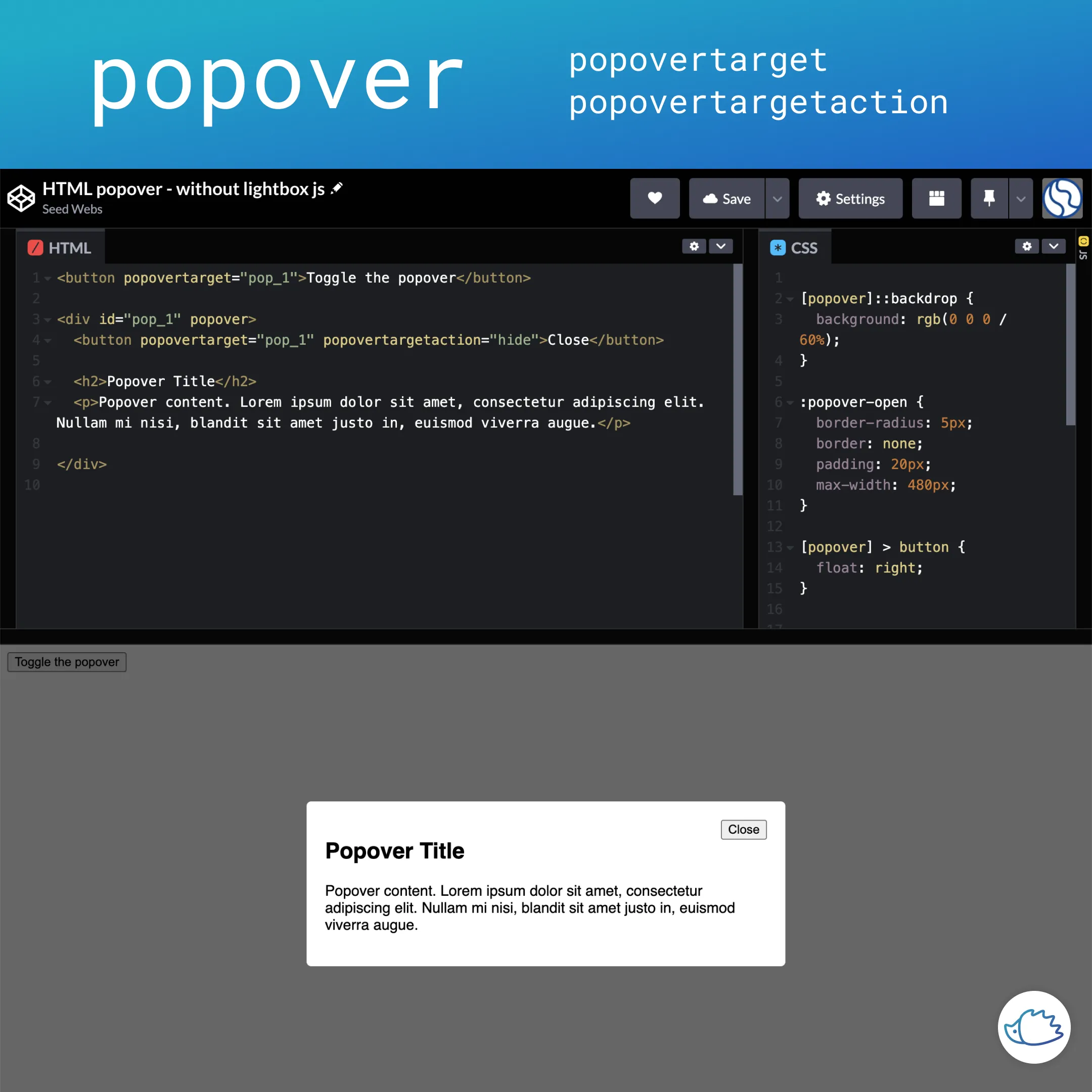 Popover - Displaying a Lightbox without JavaScript