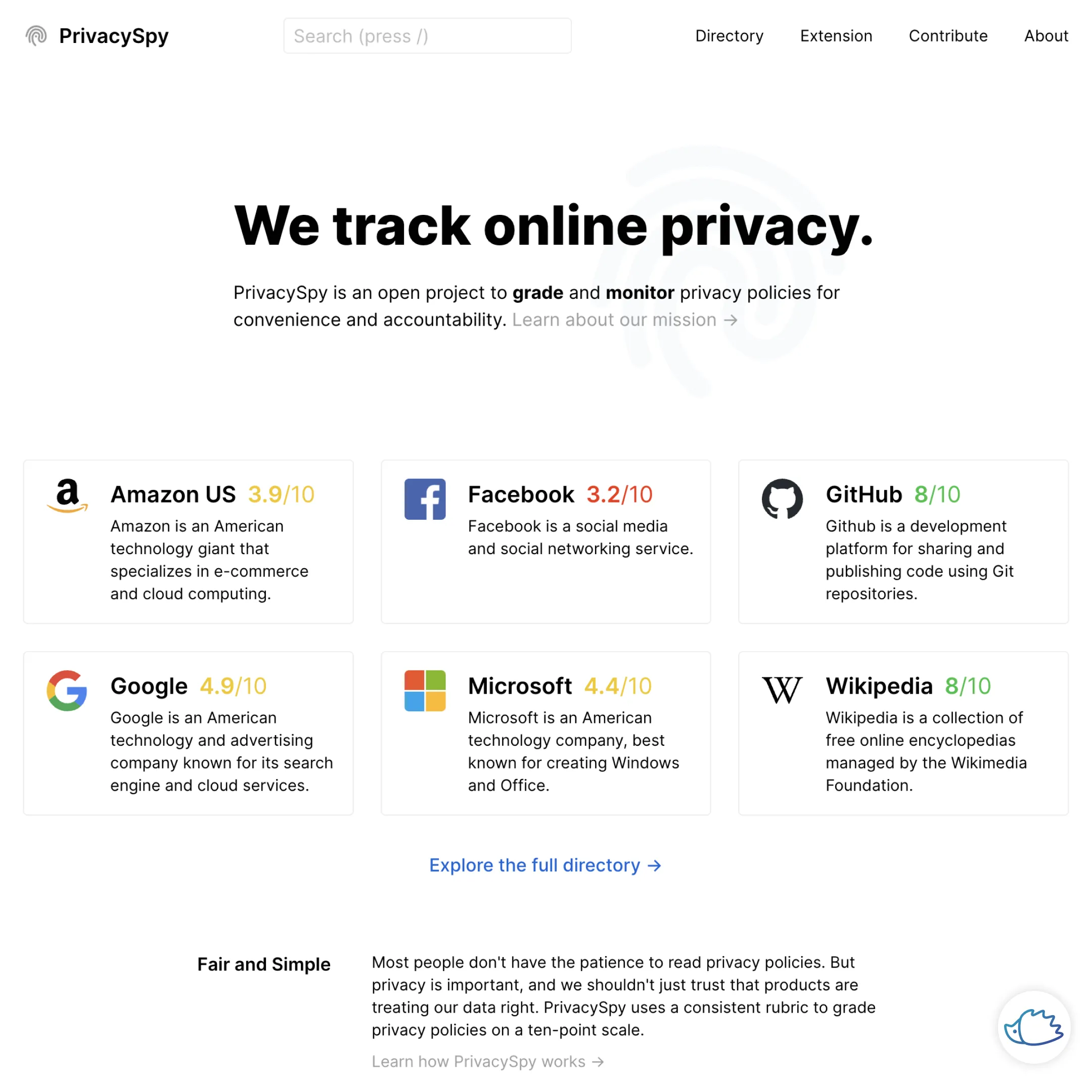 PrivacySpy - Unveiling and Grading Privacy Policies of Websites